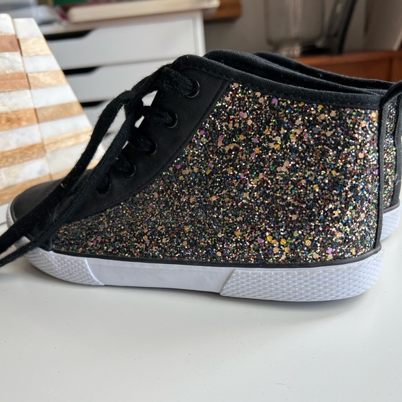 EUC Cat and Jack glitter high tops sz 5 black laces multi-colored glitter TARGET - Picture 4 of 15